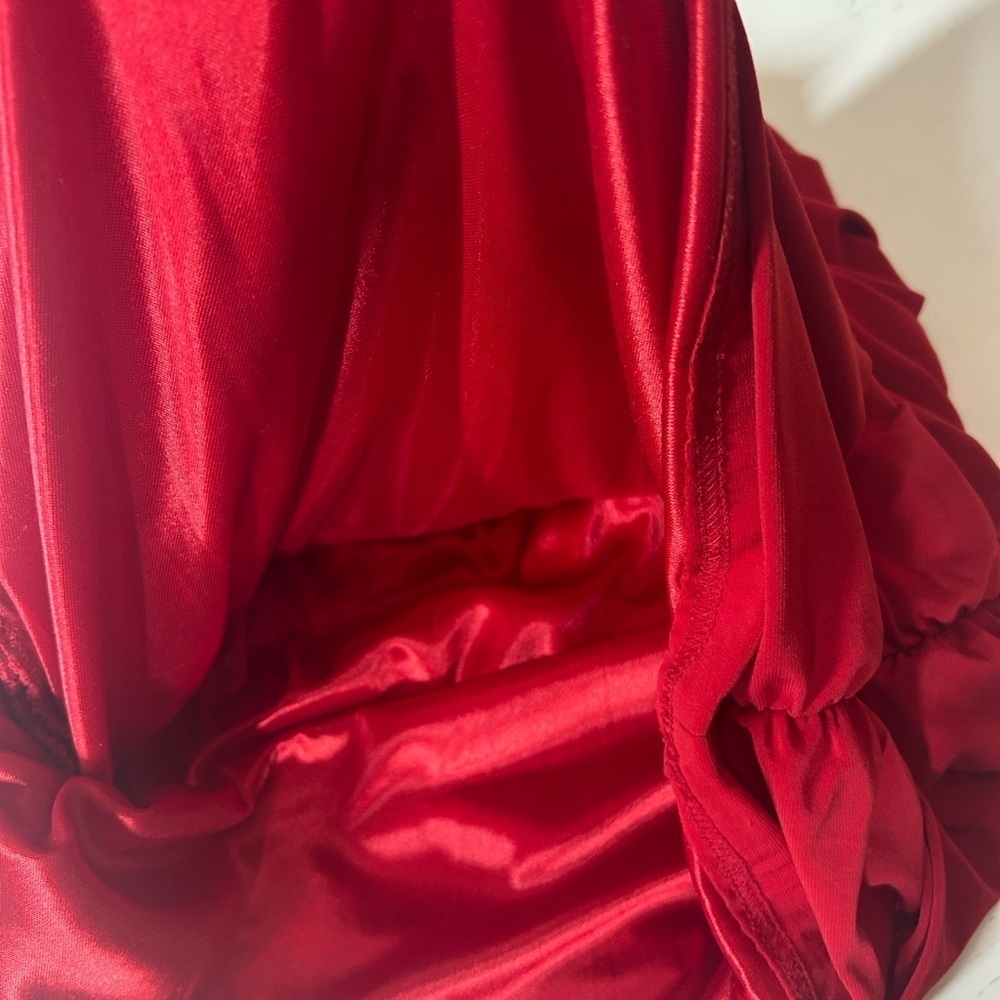 JS Boutique Red Rhinestone Embellished Ruched Cocktail Holiday Dress Size 12 - Picture 13 of 15